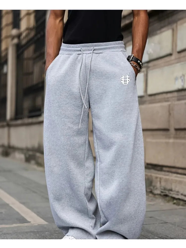 American Knife Street Men's Printed Wide-leg Pants, US Dollar Logo Sports Long Pants, Cool and Trendy Autumn Men's Gifts