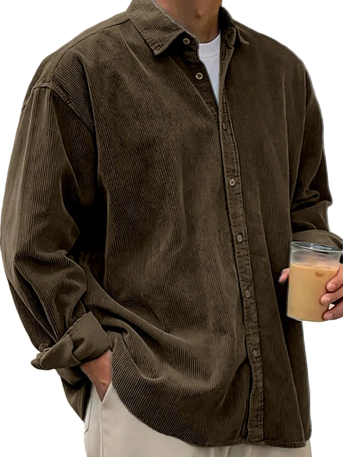 New Corduroy Shirt For Men Long-sleeved Trendy Casual Loose-fitting Thick Shirt/JacketFor Men, Suitable for Autumn and Winter