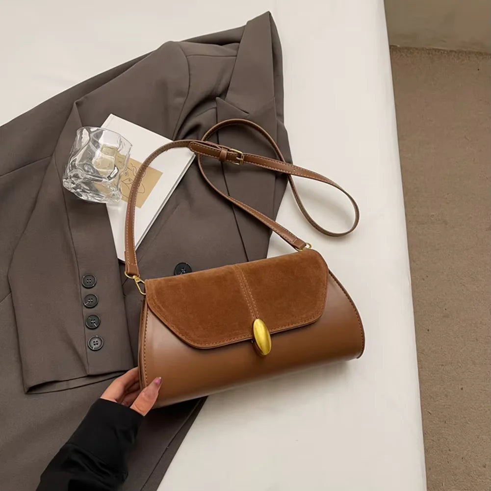 Fashion PU Shoulder Bag Stylish Crossbody Bag Adjustable Strap Vintage Small Tote Bag Trendy Commuting Bag Slouchy Hobo Bag