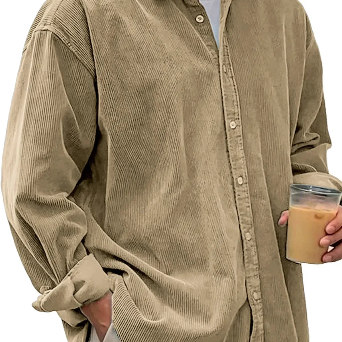 New Corduroy Shirt For Men Long-sleeved Trendy Casual Loose-fitting Thick Shirt/JacketFor Men, Suitable for Autumn and Winter