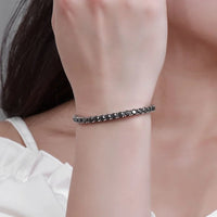 New Fashion Real S925 Sterling Silver Plated 18K Gold 5A Grade Zircon Black Tennis Bracelet for Men and Women Fashion Jewelry