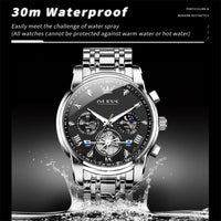 OLEVS 2856 Men's Watches Classic Multifunctional Fltwheel Chronograph Original Quartz Wristwatch Moon Phase 24 Hour Waterproof