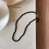 Fashion Punk Smooth Black Round Beads String Necklace for Women Men Unisex Acrylic Beads Choker Jewelry on The Neck Collar Gift