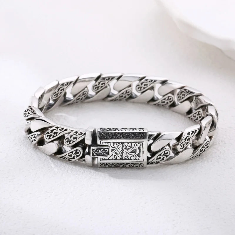 S925 sterling silver bracelet domineering lion tank bracelet Fashion Simple retro jewelry Creativity Gift