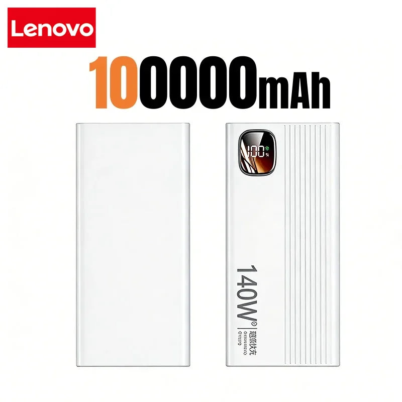 Lenovo 500000mAh 140W PowerBank Super Fast Charge Portable Powerbank External Battery Charger LED Display For iPhone