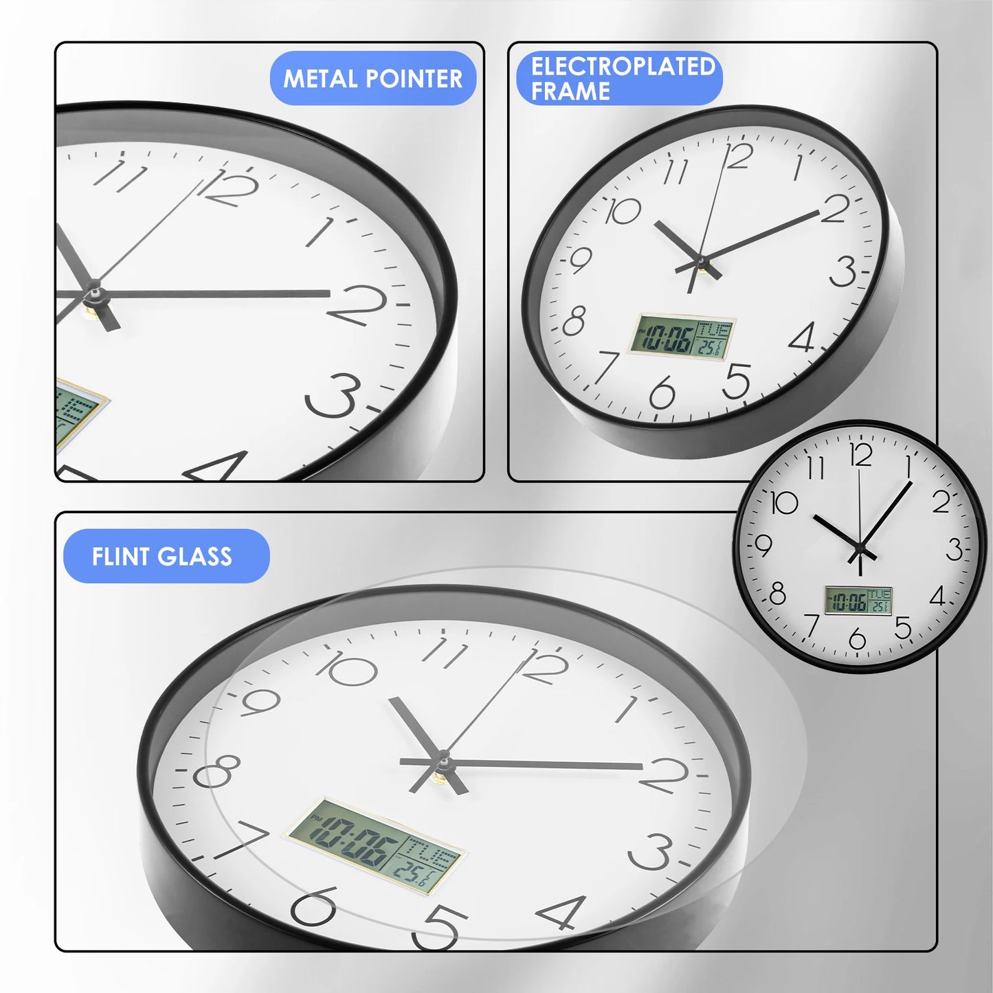 Modern Minimalist Wall Clock Silent Sweep Movement Nordic Style Living Room Bedroom Office Decor Large Round Quiet Timepiece