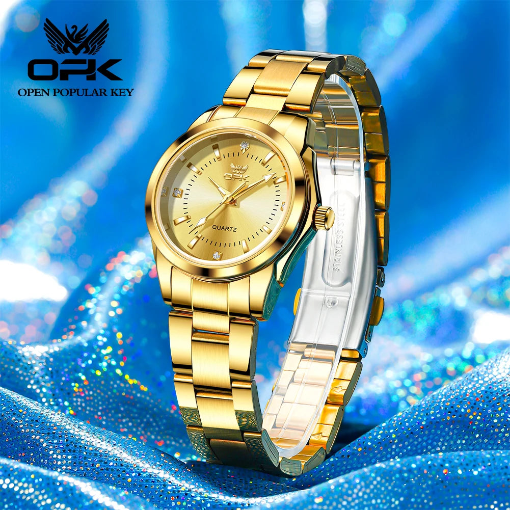 OPK 6002 Ladies Watches Steel Strap Waterproof Luminous Women's Watches Fashion Simple Elegant Quartz Wrist Watches for Woman