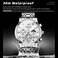 OLEVS 2856 Men's Watches Classic Multifunctional Fltwheel Chronograph Original Quartz Wristwatch Moon Phase 24 Hour Waterproof