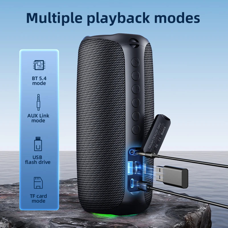 Zealot-MP2 Portable Bluetooth Speaker,IPX5 Waterproof 360° Wireless Speaker TWS Stereo Pairing 15hrs Playtime For Camping Hiking