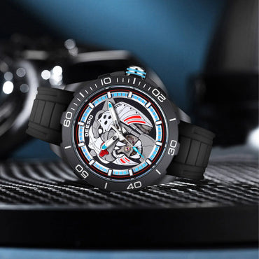 Deesio Men's Automatic Mechanical Watch Carbon Fiber Case Luminous Display Water Resistant Fashion Sport Watch Gift for Men