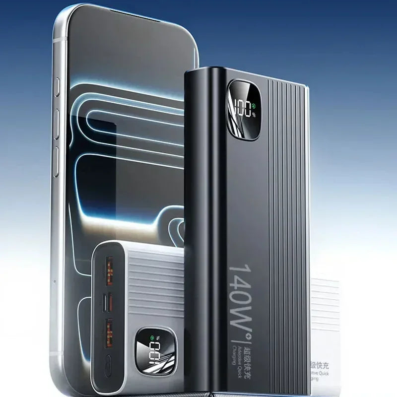 Lenovo 500000mAh 140W PowerBank Super Fast Charge Portable Powerbank External Battery Charger LED Display For iPhone