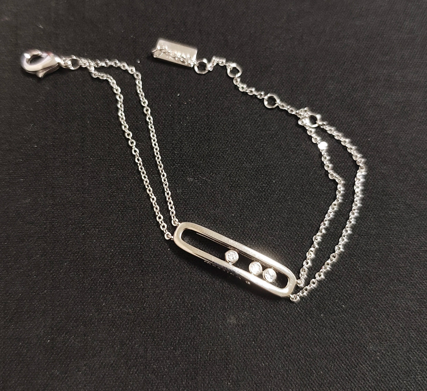 925 Sterling Silver Double-Layer Bracelet, Minimalist Zircon Design, Hypoallergenic, Ideal Gift for Women