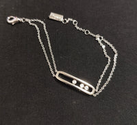 925 Sterling Silver Double-Layer Bracelet, Minimalist Zircon Design, Hypoallergenic, Ideal Gift for Women