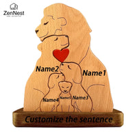Wooden Lion Family Puzzle Ornament DIY Custom Name Home Decorations Thanksgiving Christmas Gifts Gifts for Mom Art Crafts