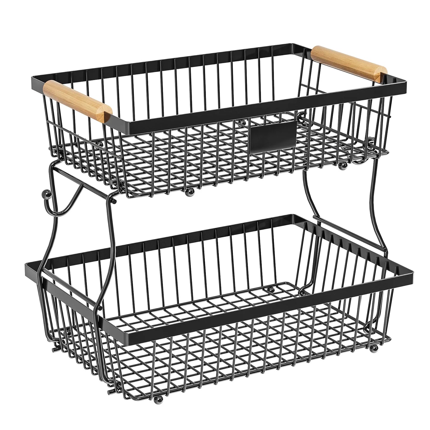 33*29cm deteachable fruit vegetable kitchen storage organizeation racks holders double-layer trays wood hand SS home display