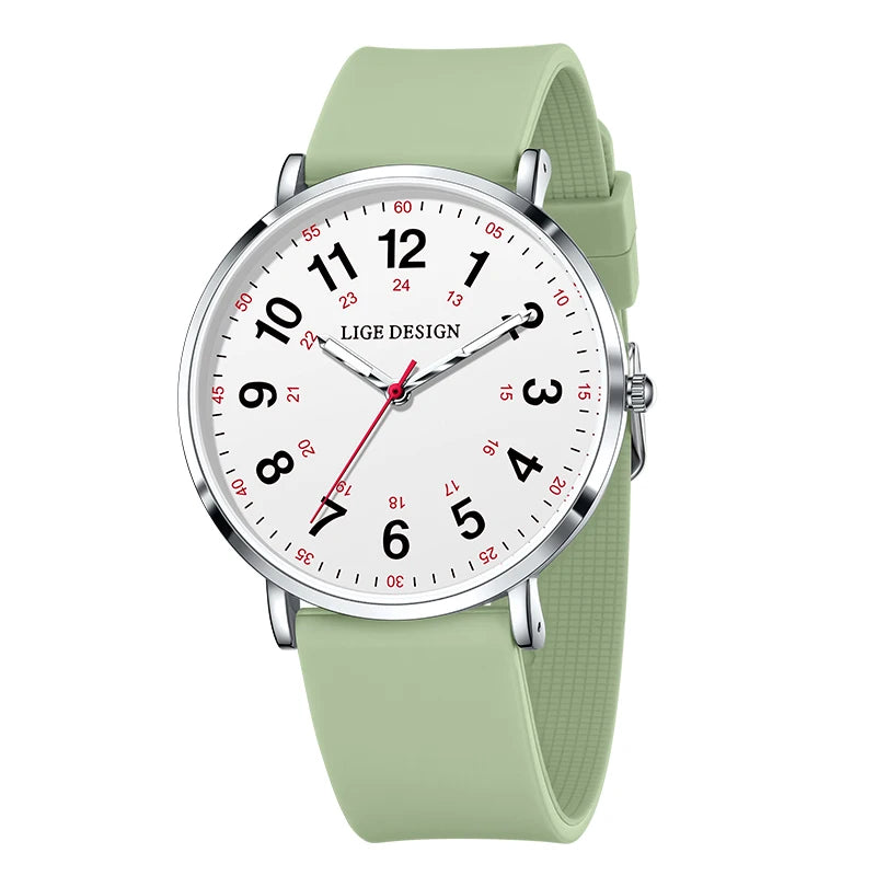 LIGE Luxury Silicone Strap Women's Wristwatch Digital Elegant Ladies Watches Fashion Simple Waterproof Quartz Watches for Woman
