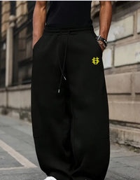 American Knife Street Men's Printed Wide-leg Pants, US Dollar Logo Sports Long Pants, Cool and Trendy Autumn Men's Gifts