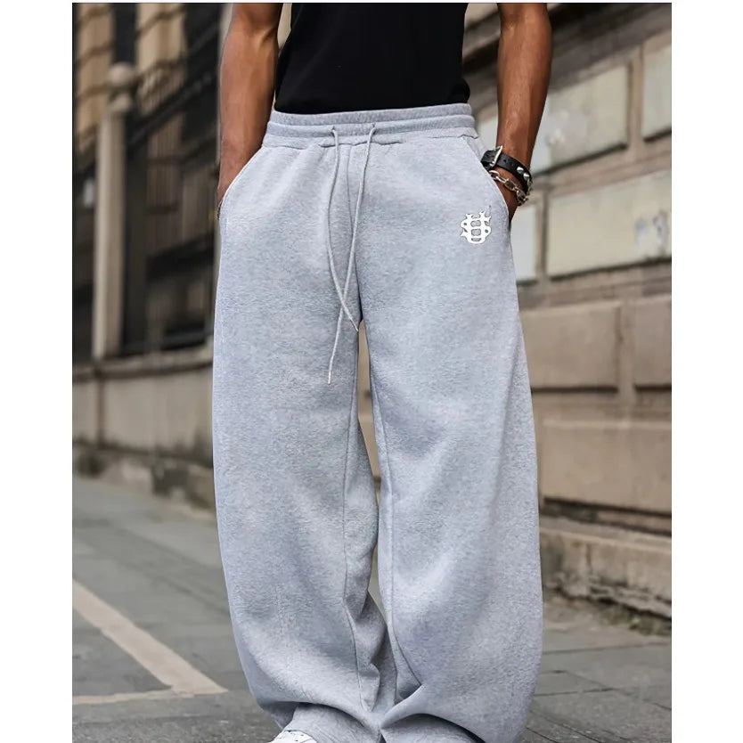 American Knife Street Men's Printed Wide-leg Pants, US Dollar Logo Sports Long Pants, Cool and Trendy Autumn Men's Gifts