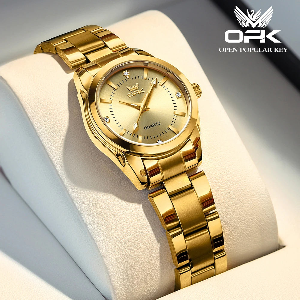 OPK 6002 Ladies Watches Steel Strap Waterproof Luminous Women's Watches Fashion Simple Elegant Quartz Wrist Watches for Woman