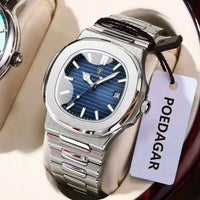 POEDAGAR Luxury Square Men Wristwatch Waterproof Stainless Steel Luminous Date Male Clock Sports Business Quartz Watches For Men