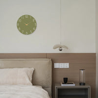 Modern Minimalist White Numbers Green Background Pattern Wooden Wall Clock Living Room Bedroom Kitchen Home Decoration Wall Clock Silent Quartz Clock Holiday Gift 10 Inches 12 Inches 14inch 16inch (No Battery)