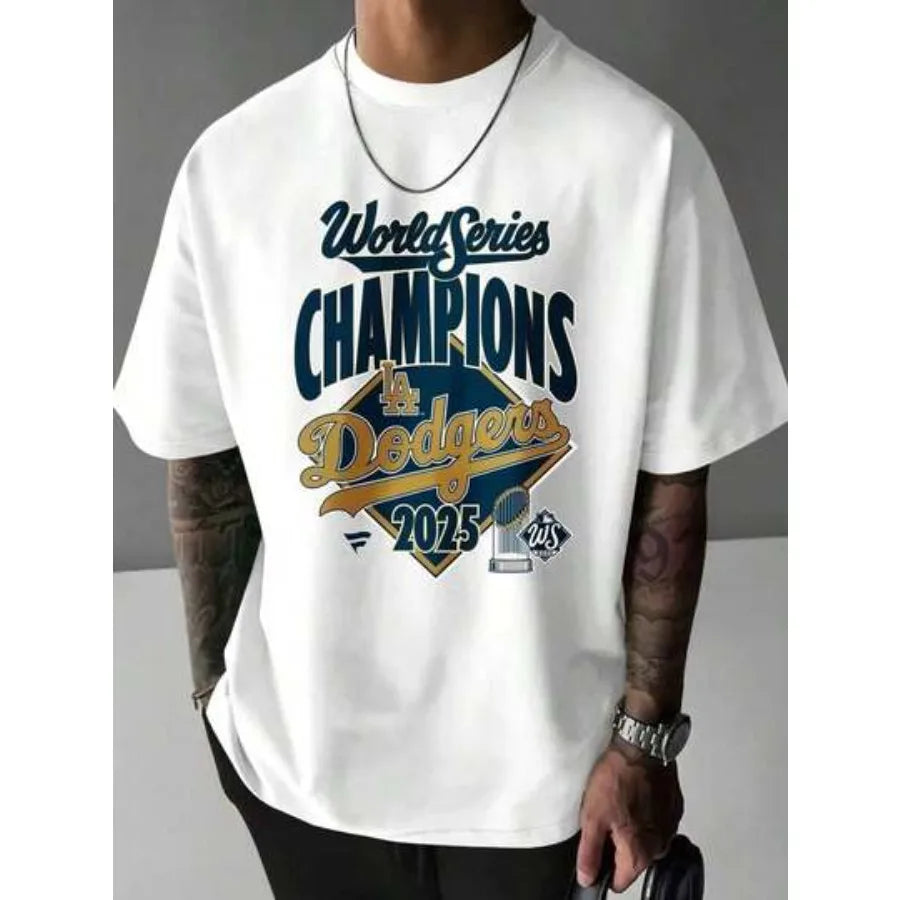 【New style】World Series Champions La Dodgers Men's T Shirts Graphic T Shirts 100 Cotton Shirts Super Soft Mens Gifts Christmas