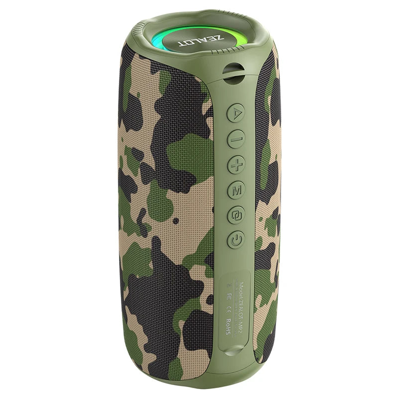 Zealot-MP2 Portable Bluetooth Speaker,IPX5 Waterproof 360° Wireless Speaker TWS Stereo Pairing 15hrs Playtime For Camping Hiking