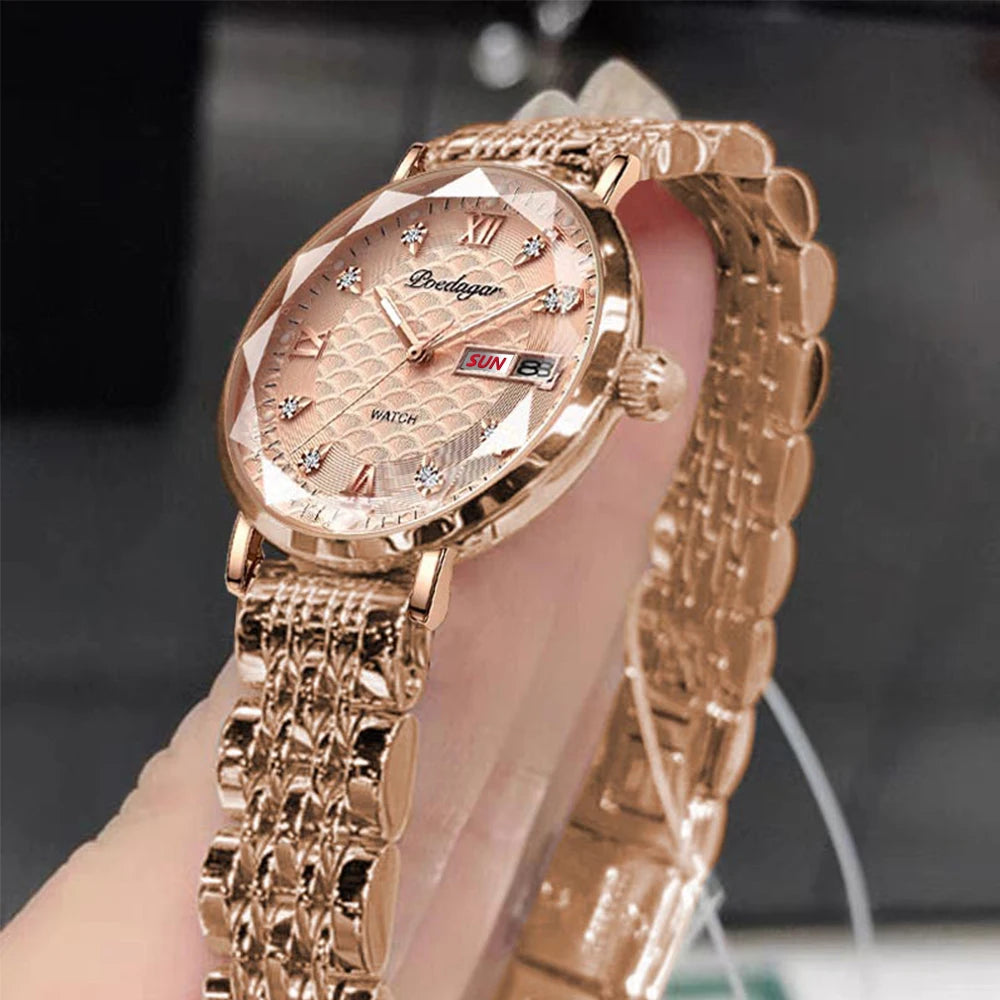 POEDAGAR High Quality Women Watch Stainless Steel Exquisite Wristwatch Bracelet Waterproof Luminous Elegant Ladies Watches Reloj