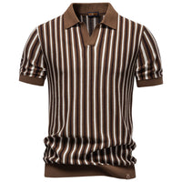 Summer Men's Polo Shirts 2026 Stripe Design Ice Silk Short Sleeve Cool Touch Breathable Casual Outdoor Polo Shirt for Men