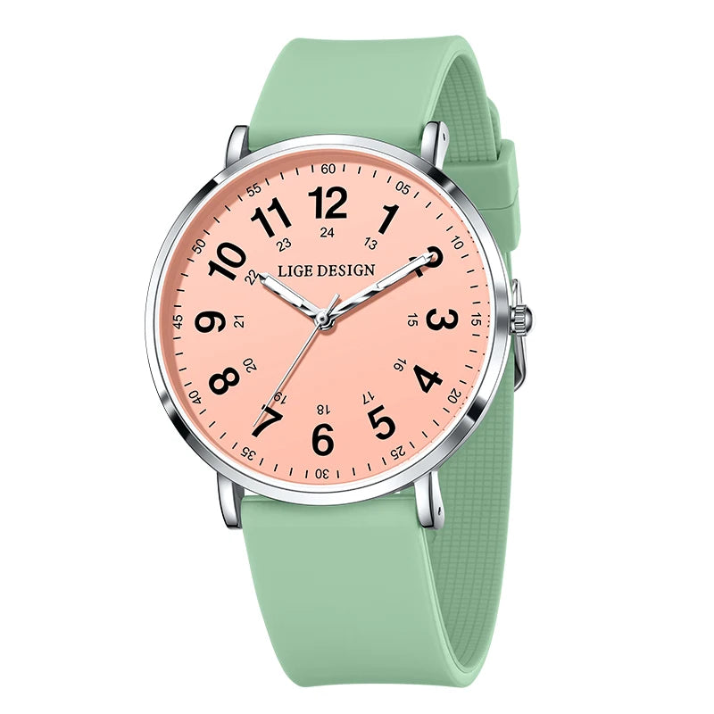 LIGE Luxury Silicone Strap Women's Wristwatch Digital Elegant Ladies Watches Fashion Simple Waterproof Quartz Watches for Woman