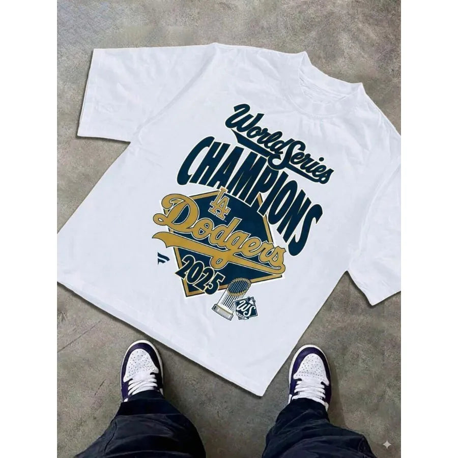 【New style】World Series Champions La Dodgers Men's T Shirts Graphic T Shirts 100 Cotton Shirts Super Soft Mens Gifts Christmas