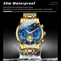 OLEVS 2856 Men's Watches Classic Multifunctional Fltwheel Chronograph Original Quartz Wristwatch Moon Phase 24 Hour Waterproof