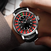 LIGE Fashion Men Watch Rotating Dial Las Vegas Roulette Desktop Theme Watch Men Waterproof Luminous Clock Watches Creative Clock