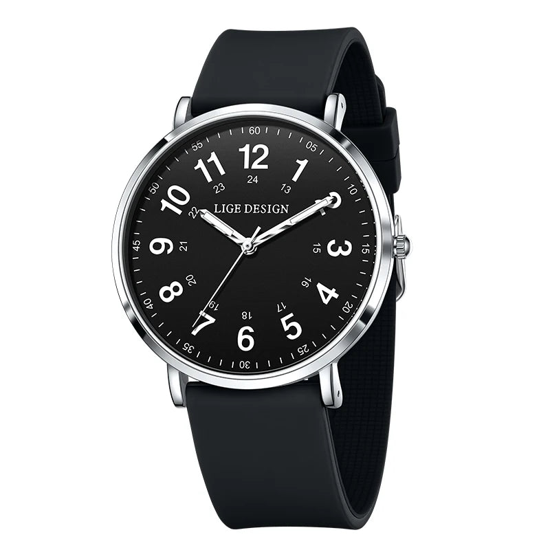 LIGE Luxury Silicone Strap Women's Wristwatch Digital Elegant Ladies Watches Fashion Simple Waterproof Quartz Watches for Woman