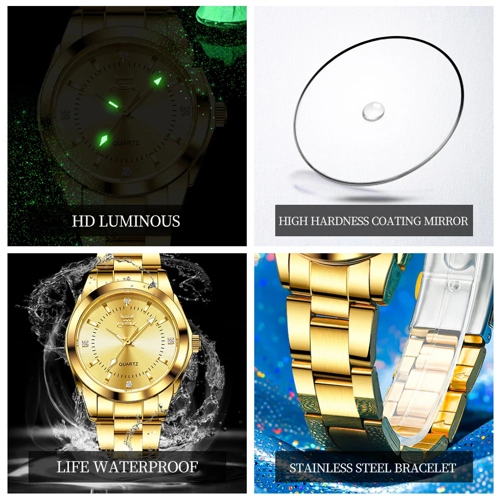 OPK 6002 Ladies Watches Steel Strap Waterproof Luminous Women's Watches Fashion Simple Elegant Quartz Wrist Watches for Woman