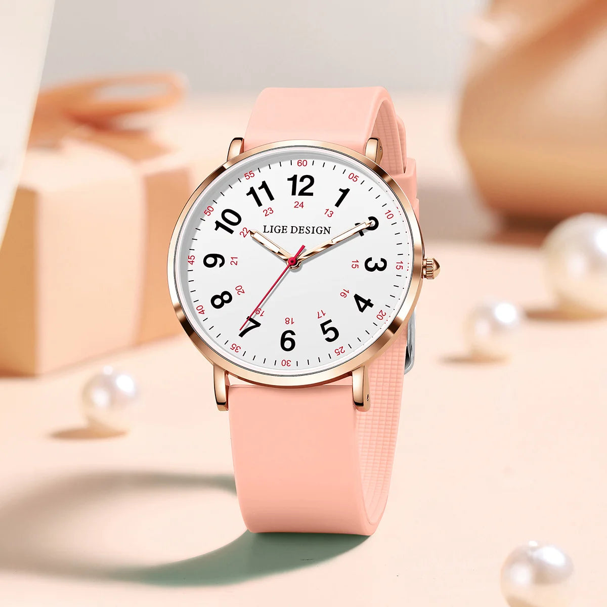 LIGE Luxury Silicone Strap Women's Wristwatch Digital Elegant Ladies Watches Fashion Simple Waterproof Quartz Watches for Woman