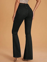 High-Waisted Black Flared Jeans for Women, Stretch Denim, Full-Length