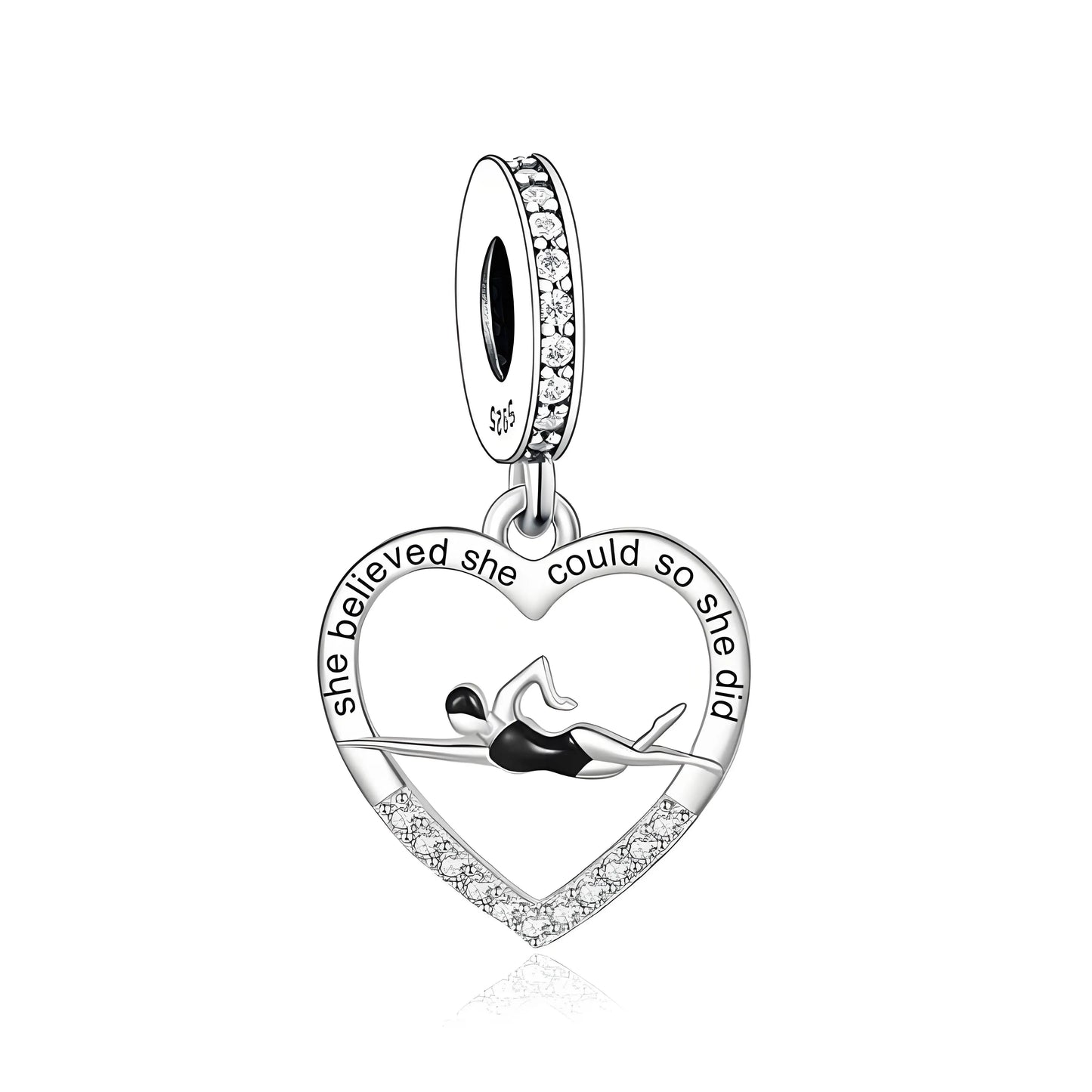Fit Original Charm Bracelet 925 Sterling Silver Swimming Symbol She Believed She Could So She Did Bead For Making Women Berloque