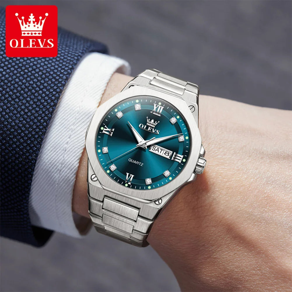 OLEVS 3736 Luxury Original Watches For Man Sports Quartz Watch Waterproof Luminous Week Date Watches Gift Box 2026