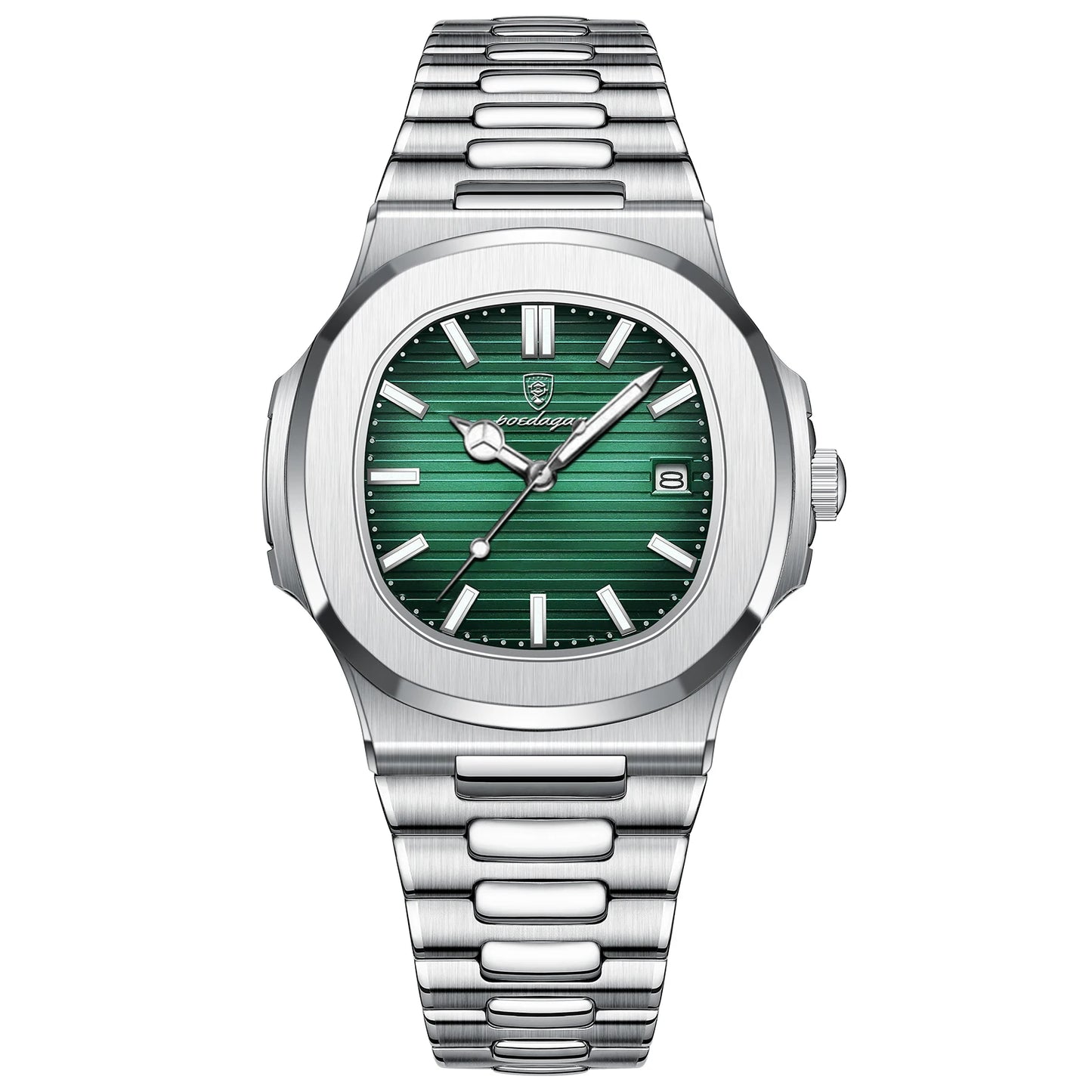 POEDAGAR Luxury Square Men Wristwatch Waterproof Stainless Steel Luminous Date Male Clock Sports Business Quartz Watches For Men