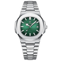 POEDAGAR Luxury Square Men Wristwatch Waterproof Stainless Steel Luminous Date Male Clock Sports Business Quartz Watches For Men