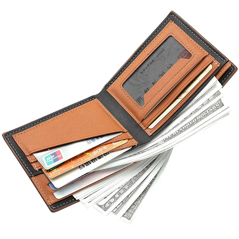 Hot Sale Men's Leather Wallet Credit Card Holder Simple Design Purse For Male