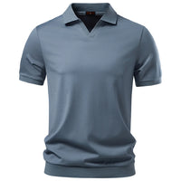 AIOPESON Men's Breathable Silky Polo Shirt Solid Color Soft Skin-Friendly Casual Cool Old Money Style Male Polo Shirts