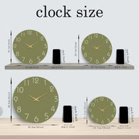 Modern Minimalist White Numbers Green Background Pattern Wooden Wall Clock Living Room Bedroom Kitchen Home Decoration Wall Clock Silent Quartz Clock Holiday Gift 10 Inches 12 Inches 14inch 16inch (No Battery)