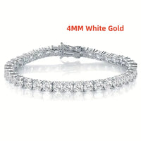 New Fashion Real S925 Sterling Silver Plated 18K Gold 5A Grade Zircon Black Tennis Bracelet for Men and Women Fashion Jewelry