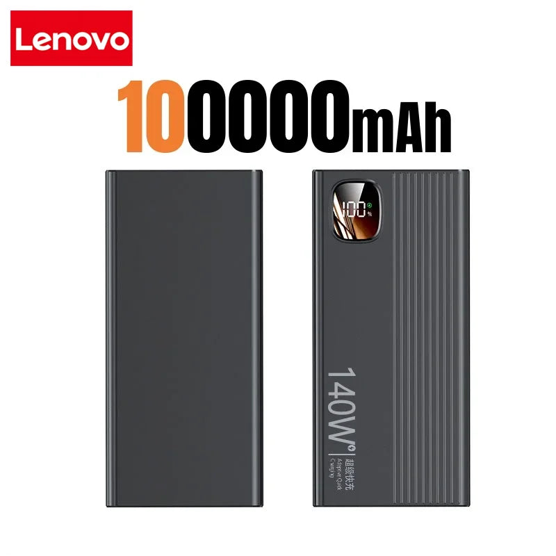 Lenovo 500000mAh 140W PowerBank Super Fast Charge Portable Powerbank External Battery Charger LED Display For iPhone